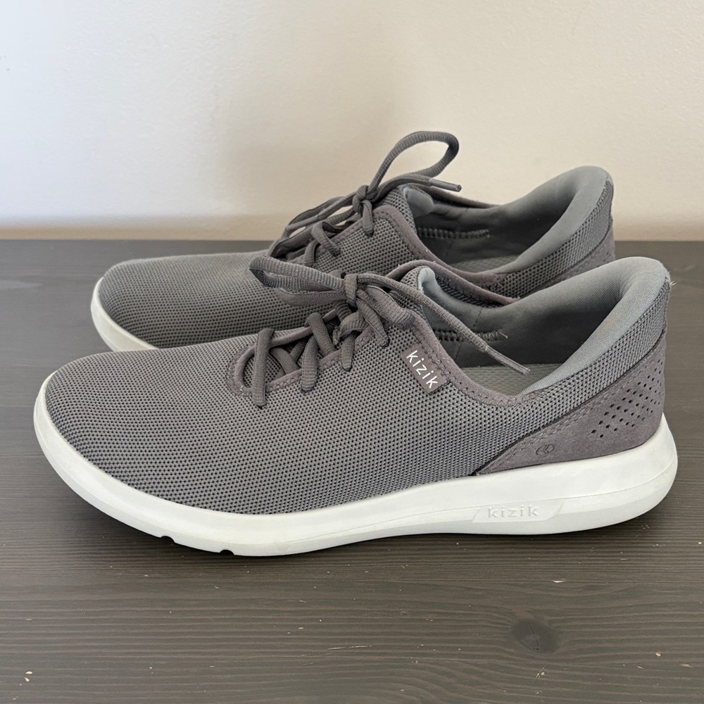Kizik Unisex Madrid Eco Knit hands-free slip-on sneakers grey Mens 9 Wo's 10.5